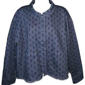 Isaac Mizrahi Live! Snap Button Fringe Hem Jean Jacket